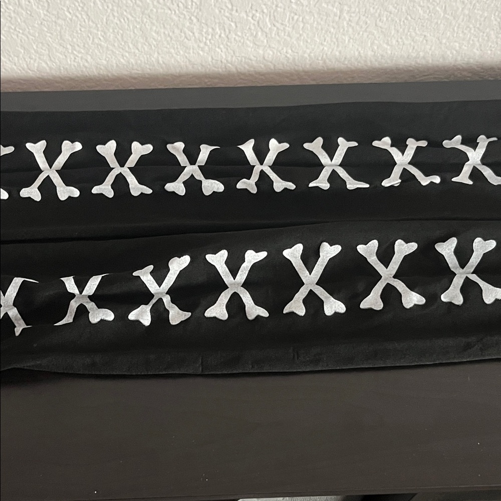 Black knee high Stockings with White Crossbones Design